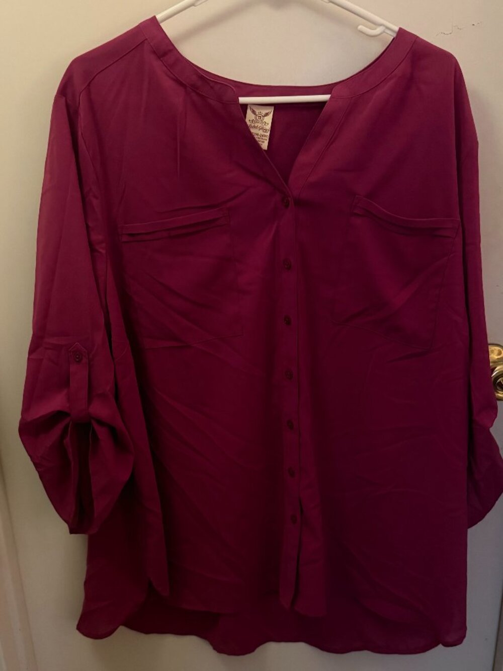 Faded Glory Burgundy V-Neck Blouse W 3X
